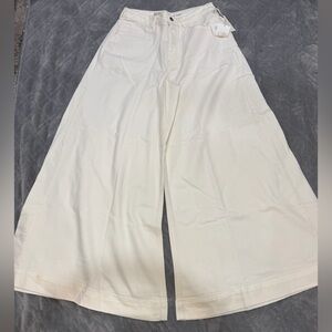 NEW Anthropologie Cream Wide-Leg Pants